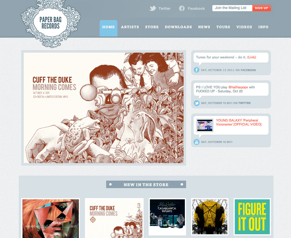 Paper Bag Records proposed website redesign image